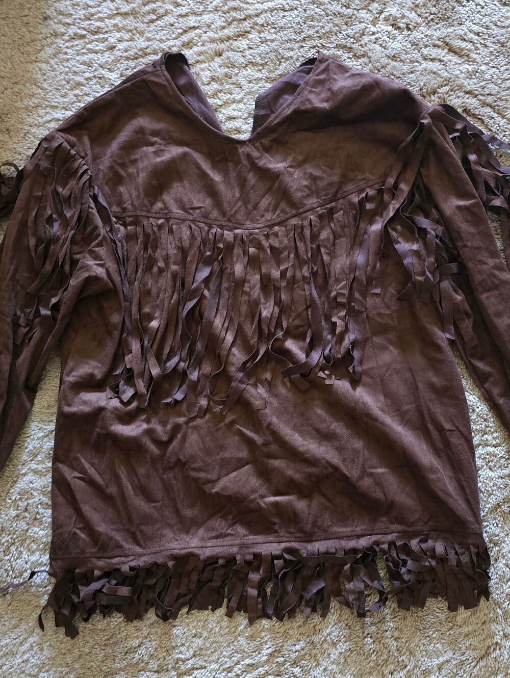 Brown Faux-Suede Fringe Costume Tunic – Adult One Size